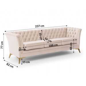 10 Chesterfield Sofa 3 osobowa Pikowana Derby Bis