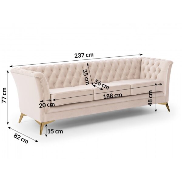 10 Chesterfield Sofa 3 osobowa Pikowana Derby Bis