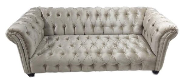 Perłowa sofa Chesterfield