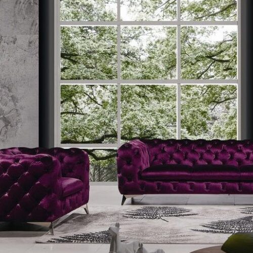 Sofa pikowana fioletowa Sofa pikowana fioletowa