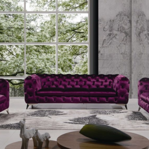Sofa pikowana fioletowa