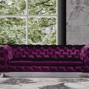 Sofa pikowana fioletowa