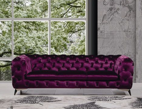 Sofa pikowana fioletowa