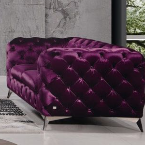 Sofa pikowana fioletowa