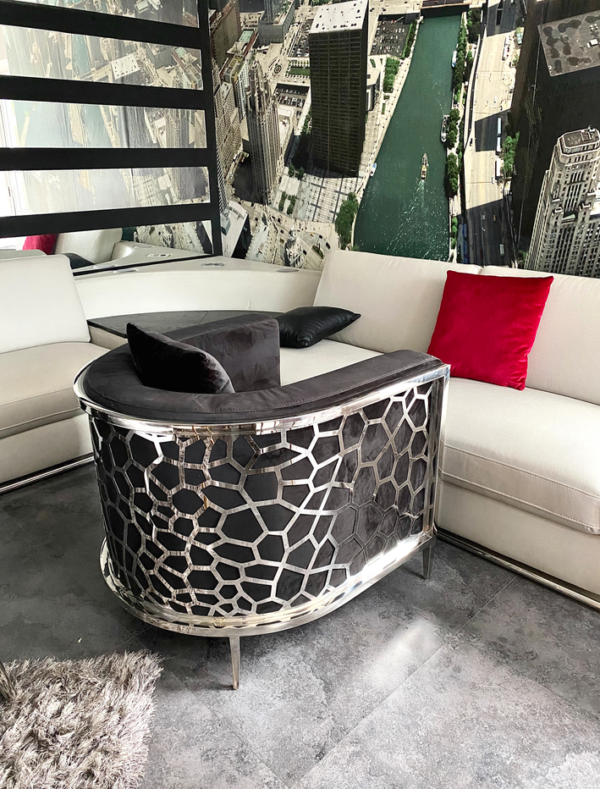 Fotel Emporio Fashion - welur i stal