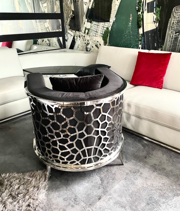 Fotel Emporio Fashion - welur i stal