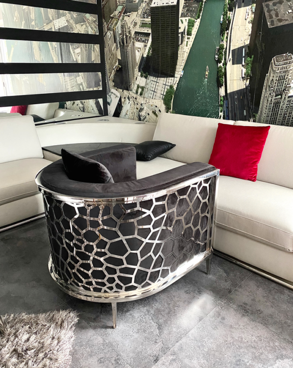 Fotel Emporio Fashion - welur i stal