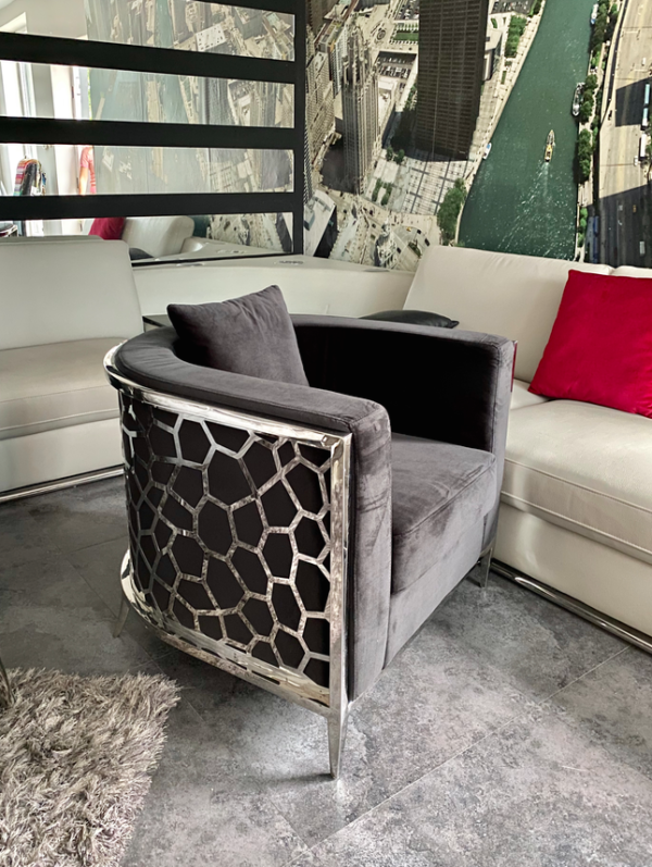 Fotel Emporio Fashion - welur i stal