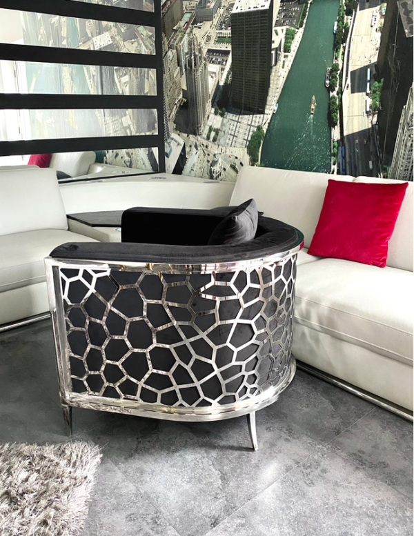 Fotel Emporio Fashion - welur i stal