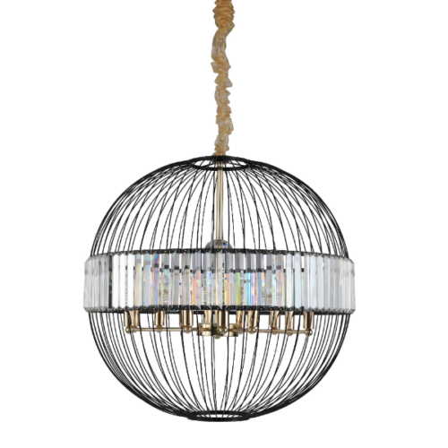 Lampa wisząca kryształowa 12 punktowa czarna COSSINI JD8324-12 BL