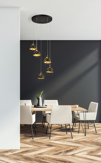 Lampa wisząca czarna LED 20W LOFT RETRO DORI MD17015-5C-BG