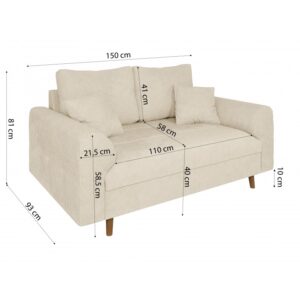 3 Sofa Ariella 2 osobowa wysokie nóżki