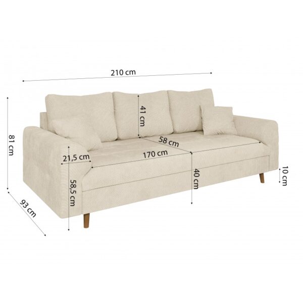 6 Sofa Ariella 3 osobowa wysokie nóżki