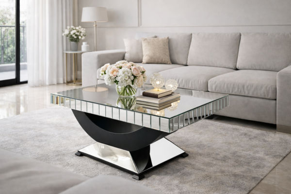 F8EDC650-A30D-4647-90A1-C03373E58F23 Stolik kawowy z lustrzanym blatem i designerską podstawą
