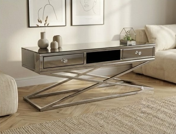 d3c47605-7762-4491-a66b-feea8b122931 Komoda RTV Glamour 140 cm – lustro & stal nierdzewna
