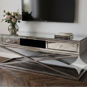 d9a87267-b8f7-4490-a044-0b470e818e0a 2 Komoda RTV Glamour 140 cm – lustro & stal nierdzewna